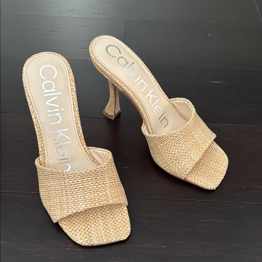 Calvin Klein Brandon Raffia Heels